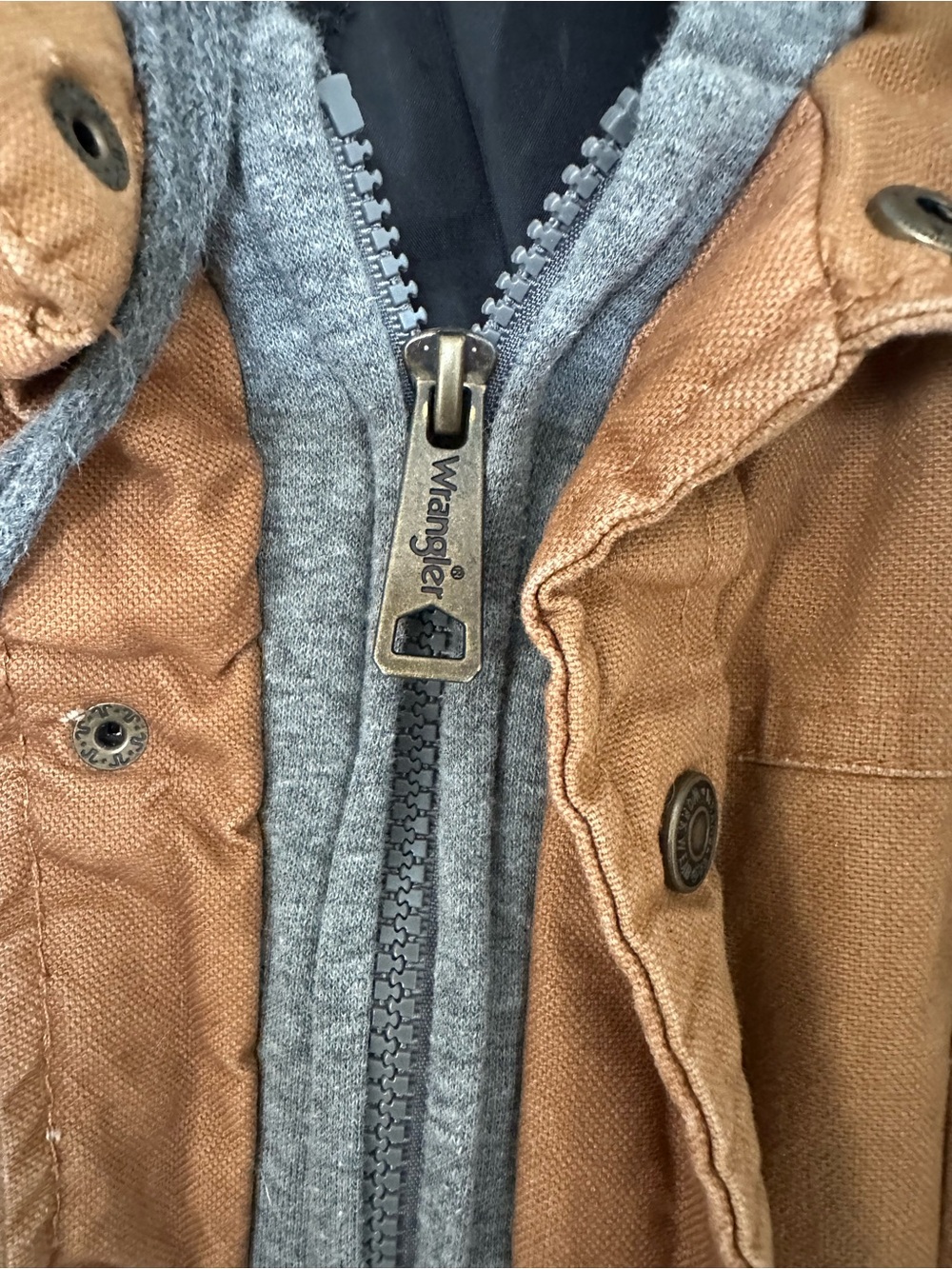 Wrangler Workwear Men’s 2XL Canvas Shirt Jacket | Hooded Brown Duck Work Coat - Picture 5 of 10